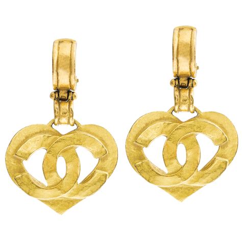 chanel vintage earring heart shape|Chanel swarovski earrings.